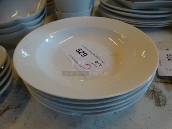 5 White Ceramic Pasta Plates. 9x9x1.5. 5 Times Your Bid!
