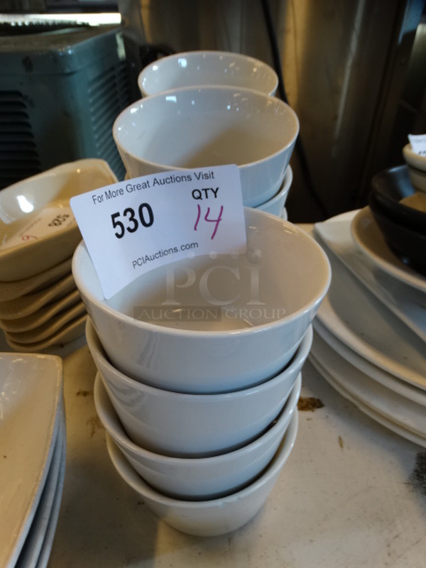 14 White Ceramic Bowls. 4.5x4.5x3. 14 Times Your Bid!