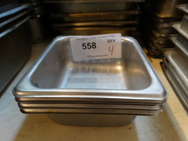 4 Stainless Steel 1/6 Size Drop In Bins. 1/6x2. 4 Times Your Bid!