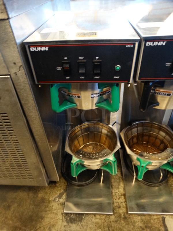 NICE! 2014 Bunn Model IC3 Stainless Steel Commercial Countertop Iced Tea Machine w/ 2 Metal Brew Baskets. 120/208 Volts, 1 Phase. 12x25x32