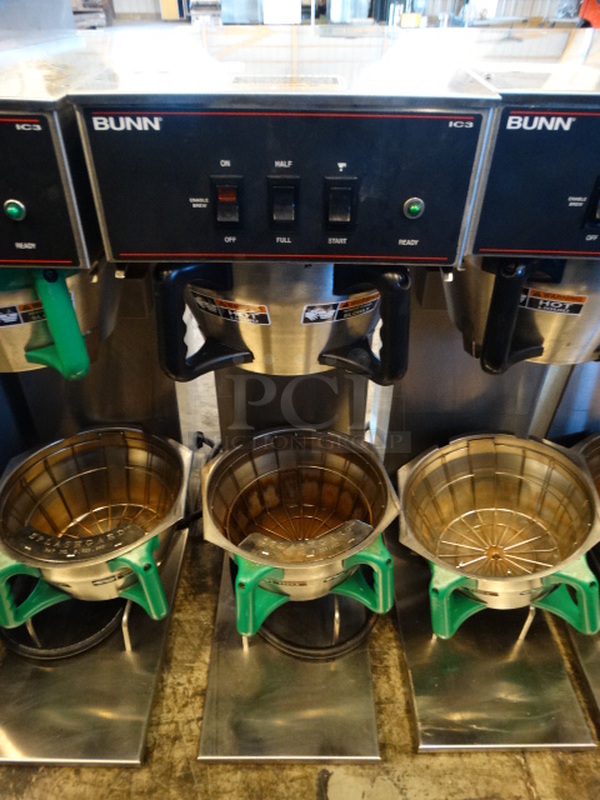NICE! 2011 Bunn Model IC3 Stainless Steel Commercial Countertop Iced Tea Machine w/ 2 Metal Brew Baskets. 120/208 Volts, 1 Phase. 12x25x32
