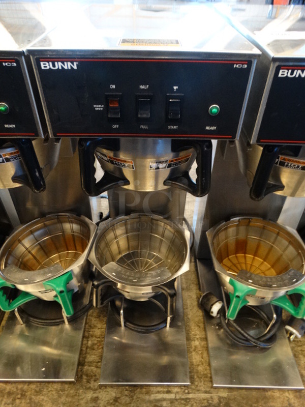 NICE! 2012 Bunn Model IC3 Stainless Steel Commercial Countertop Iced Tea Machine w/ 2 Metal Brew Baskets. 120/208 Volts, 1 Phase. 12x25x32