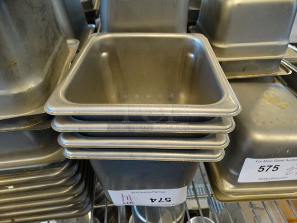 14 Stainless Steel 1/6 Size Drop In Bins. 1/6x6. 14 Times Your Bid!
