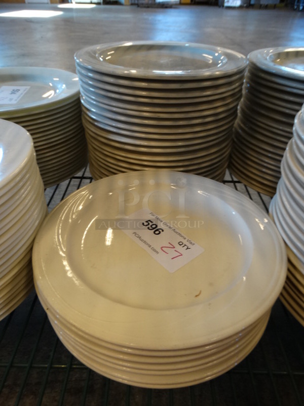 27 White Ceramic Plates. 10.5x10.5x1. 27 Times Your Bid!