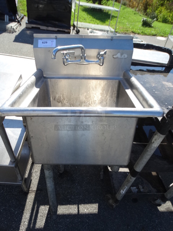 Stainless Steel Commercial Single Bay Sink w/ Faucet and Handles. 23x24x41