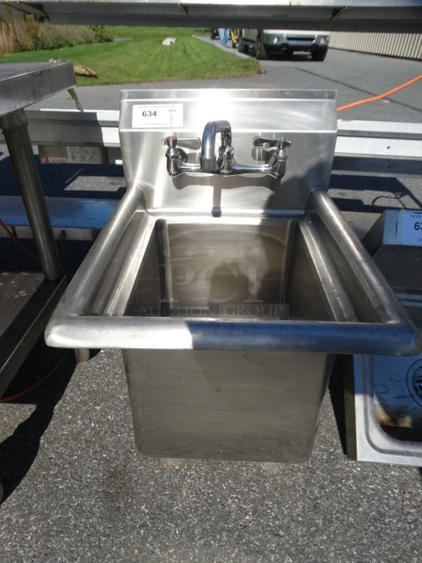 Stainless Steel Single Bay Sink w/ Faucet and Handles. 17x21.5x23