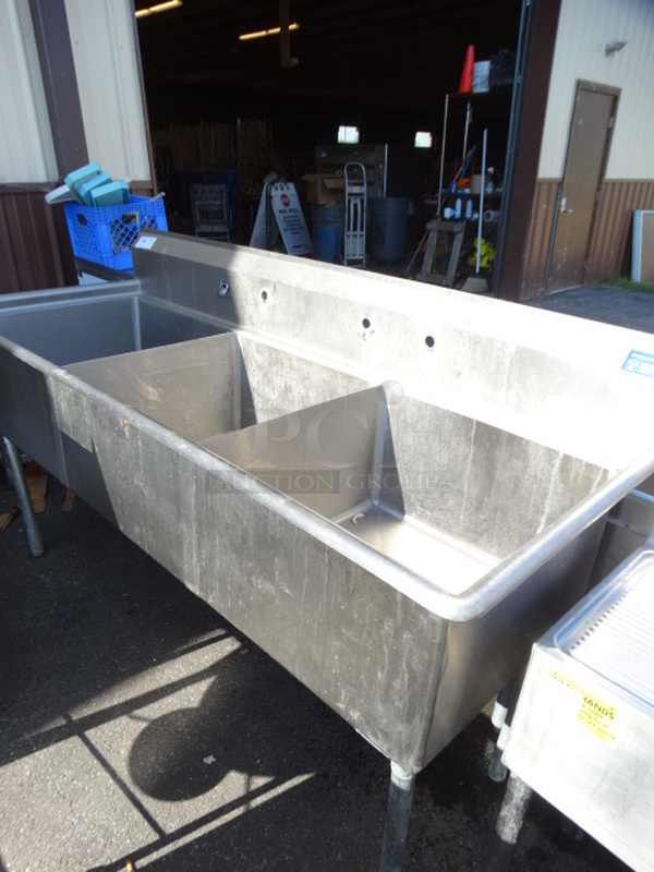 Stainless Steel Commercial 3 Bay Sink. 77x30x46