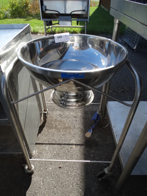 Metal Mixing Bowl w/ Stainless Steel Stand on Commercial Casters. 22x22x32