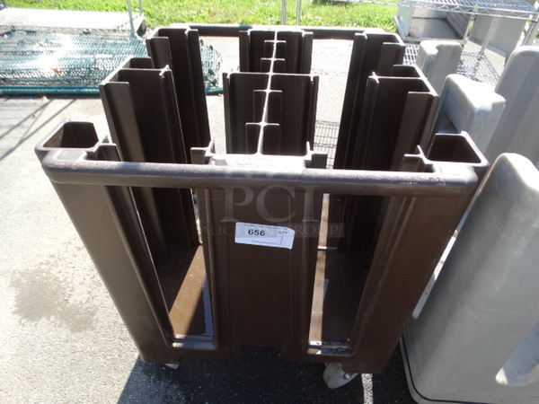 Brown Poly Dish Cart on Commercial Casters. 26.5x30.5x32