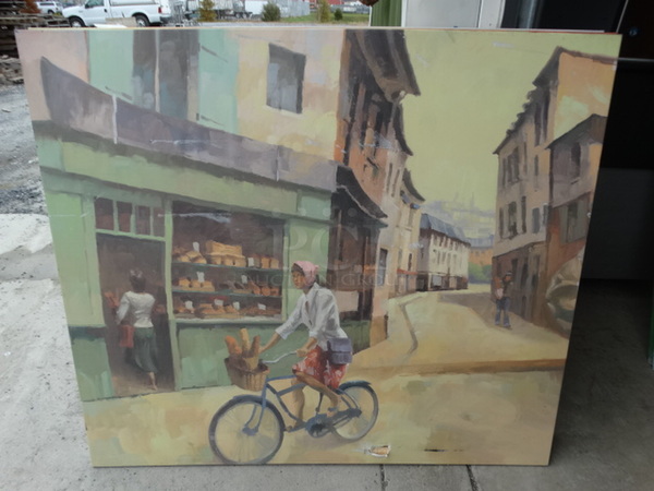 3 Pictures; Lady on Bike, Baker and Skateboarder. 51.5x1x60.5. 3 Times Your Bid! 