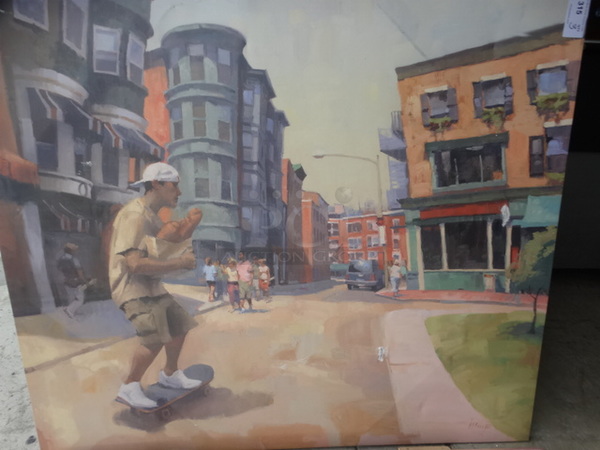 3 Pictures; Lady on Bike, Baker and Skateboarder. 51.5x1x60.5. 3 Times Your Bid!  - Image 8 of 8