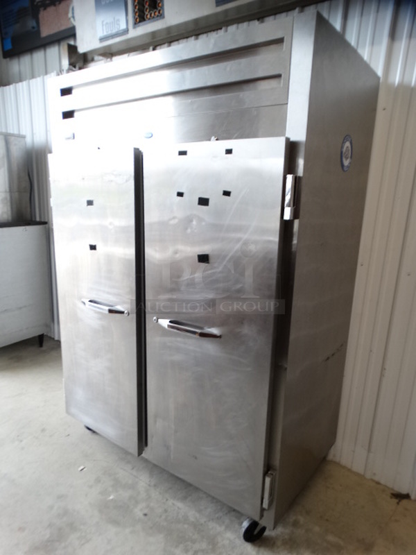 SWEET! Randell Model 2020F Stainless Steel Commercial 2 Door Reach In Freezer on Commercial Casters. 115 Volts, 1 Phase. 55x34x80. Could Not Test Due To Plug Style - Image 2 of 8