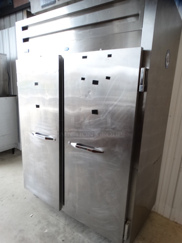 SWEET! Randell Model 2020F Stainless Steel Commercial 2 Door Reach In Freezer on Commercial Casters. 115 Volts, 1 Phase. 55x34x80. Could Not Test Due To Plug Style - Image 8 of 8