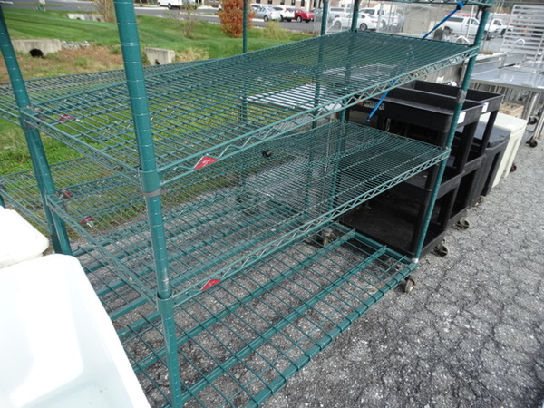 Metro Green Finish 5 Tier Shelving Unit on Commercial Casters. 60x24x74. BUYER MUST DISMANTLE. PCI CANNOT  DISMANTLE FOR SHIPPING. PLEASE CONSIDER FREIGHT CHARGES.  - Image 3 of 4