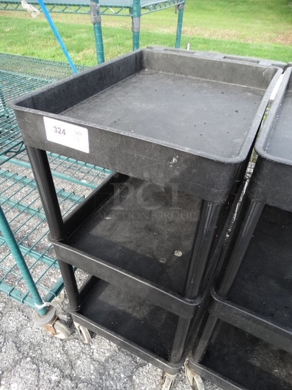 Black Poly 3 Tier Cart w/ Push Handle on Commercial Casters. 19x28x39 - Image 2 of 5