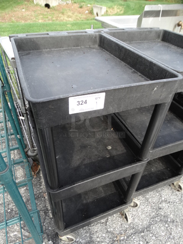 Black Poly 3 Tier Cart w/ Push Handle on Commercial Casters. 19x28x39 - Image 3 of 5
