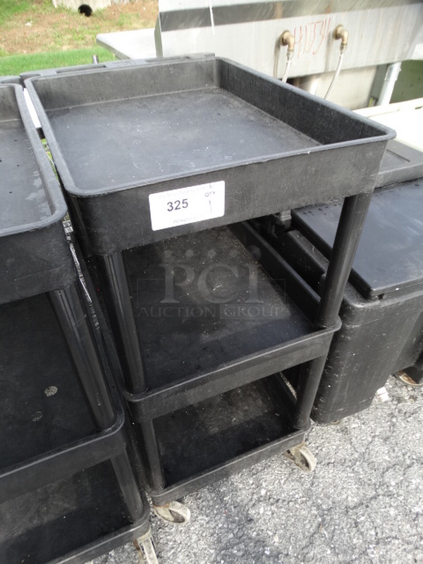 Black Poly 3 Tier Cart w/ Push Handle on Commercial Casters. 19x28x39 - Image 3 of 5