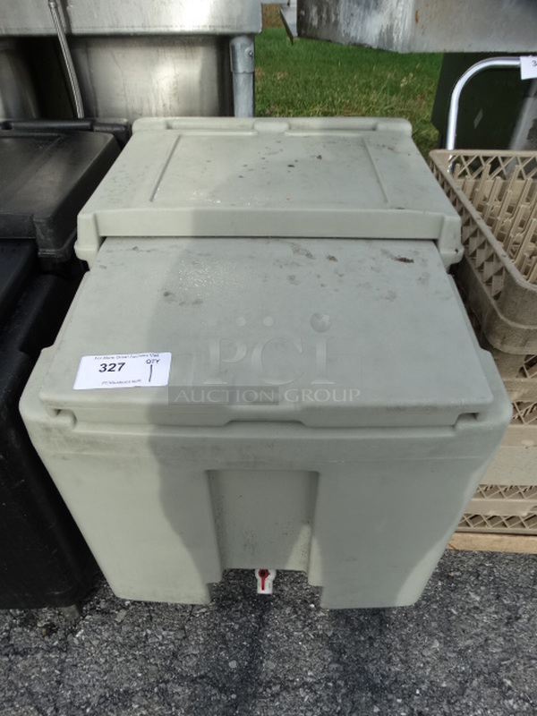 Cambro Light Tan Poly Bin on Commercial Casters. 23x32x29