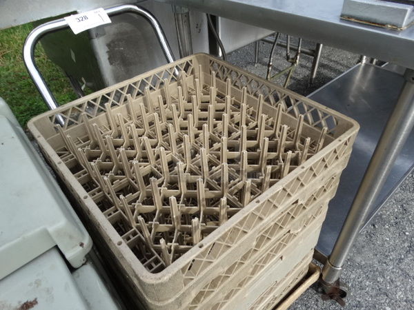 Tan Poly Dish Caddie Cart w/ Push Handle and 5 Caddies. 22x26x34 - Image 3 of 3