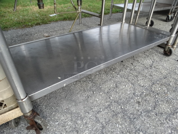 Stainless Steel Commercial Table w/ Vegetable Slicer Mount, Undershelf and Backsplash on Commercial Casters. 60x30x39 - Image 6 of 6