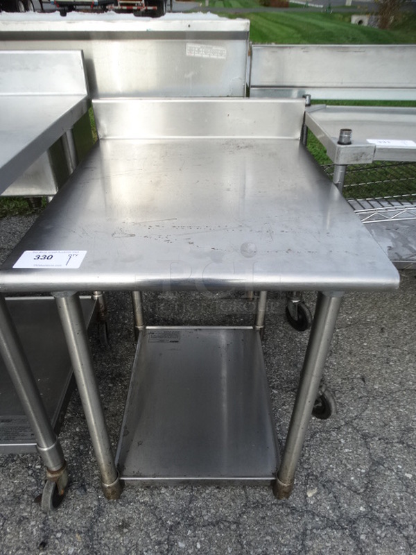 Stainless Steel Commercial Table w/ Backsplash and Undershelf. 24x30x34