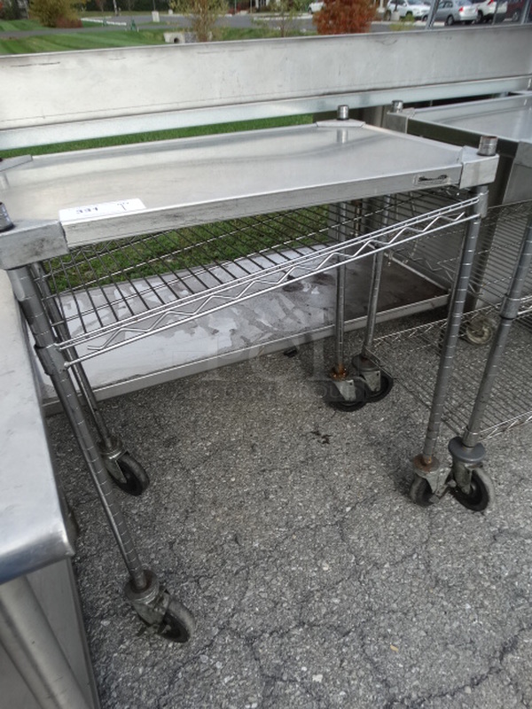 Chrome Finish 2 Tier Metro Shelving Unit on Commercial Casters. 30x18x35. BUYER MUST DISMANTLE. PCI CANNOT  DISMANTLE FOR SHIPPING. PLEASE CONSIDER FREIGHT CHARGES.  - Image 3 of 3