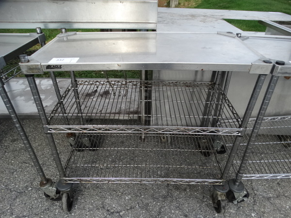 Chrome Finish 2 Tier Metro Shelving Unit on Commercial Casters. 36x18x35. BUYER MUST DISMANTLE. PCI CANNOT  DISMANTLE FOR SHIPPING. PLEASE CONSIDER FREIGHT CHARGES. 