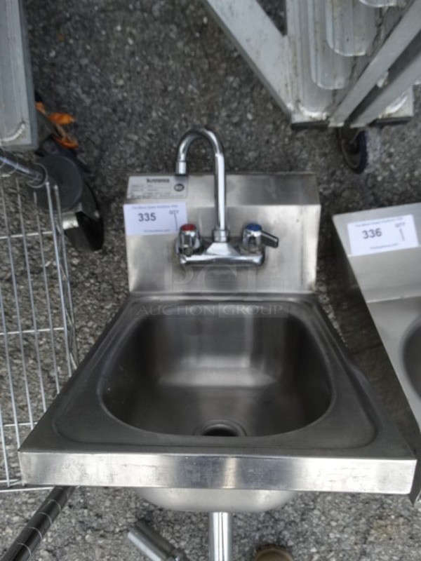 Stainless Steel Commercial Wall Mount Single Bay Sink w/ Faucet and Handles. 12.5x18x33 - Image 1 of 5