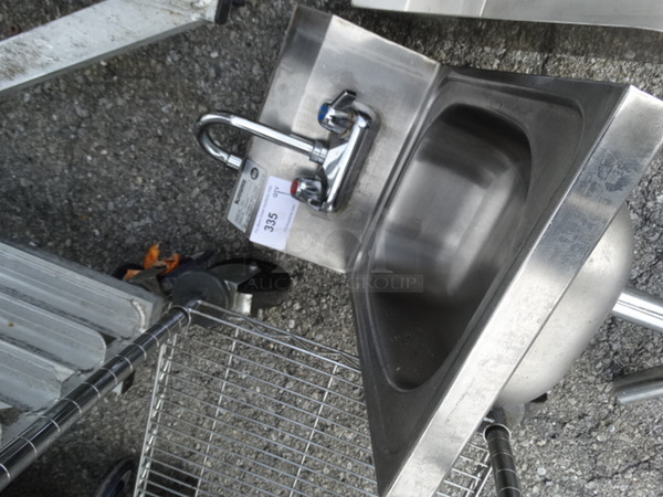 Stainless Steel Commercial Wall Mount Single Bay Sink w/ Faucet and Handles. 12.5x18x33 - Image 2 of 5