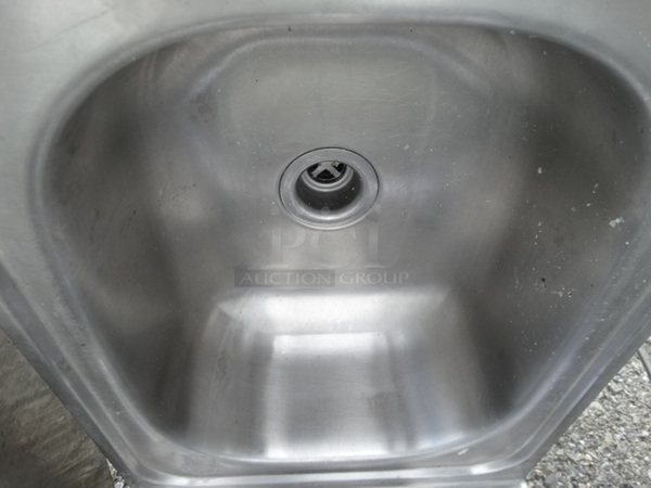 Stainless Steel Commercial Wall Mount Single Bay Sink w/ Faucet and Handles. 12.5x18x33 - Image 3 of 5