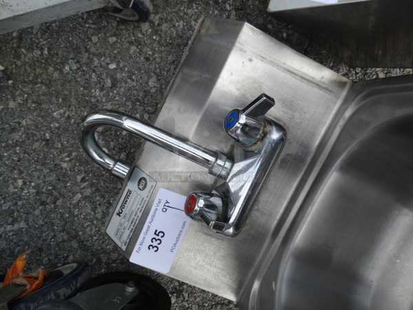 Stainless Steel Commercial Wall Mount Single Bay Sink w/ Faucet and Handles. 12.5x18x33 - Image 4 of 5