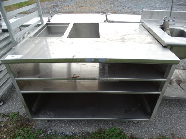 Stainless Steel Table w/ 2 Cut Outs and 3 Undershelves. 48x37x34