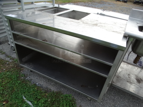 Stainless Steel Table w/ 2 Cut Outs and 3 Undershelves. 48x37x34 - Image 2 of 5