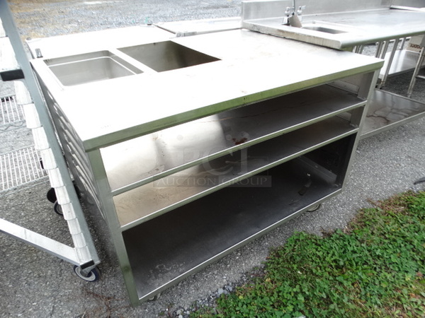 Stainless Steel Table w/ 2 Cut Outs and 3 Undershelves. 48x37x34 - Image 3 of 5