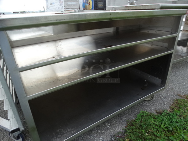 Stainless Steel Table w/ 2 Cut Outs and 3 Undershelves. 48x37x34 - Image 4 of 5