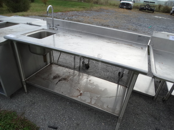 Stainless Steel Table w/ Sink Basin, Faucet, Handles, Backsplash and Undershelf. 60x30x40 - Image 2 of 7