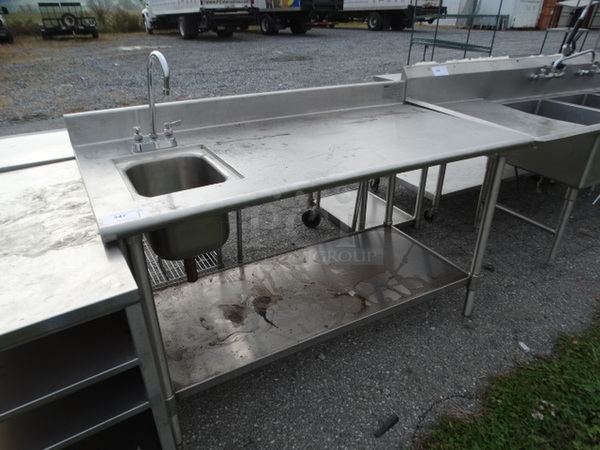 Stainless Steel Table w/ Sink Basin, Faucet, Handles, Backsplash and Undershelf. 60x30x40 - Image 3 of 7