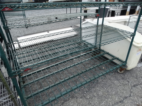 Metro Green Finish 5 Tier Shelving Unit on Commercial Casters. 60x24x72. BUYER MUST DISMANTLE. PCI CANNOT  DISMANTLE FOR SHIPPING. PLEASE CONSIDER FREIGHT CHARGES.  - Image 4 of 4