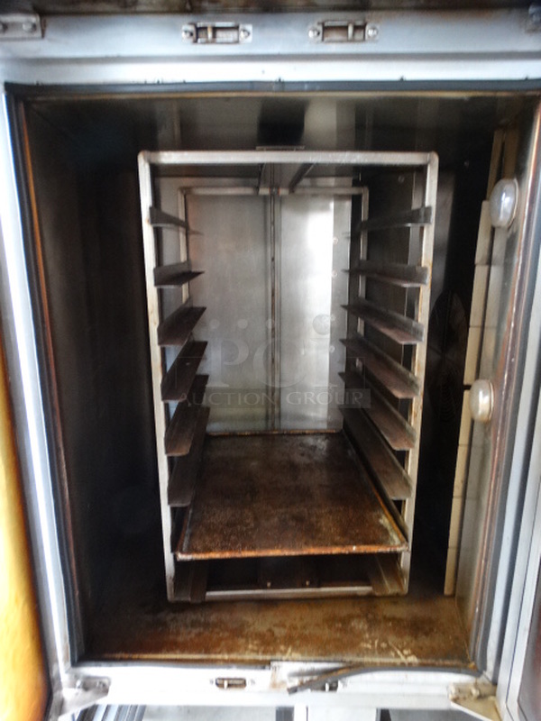GORGEOUS! LATE MODEL! Baxter Model OV310E Stainless Steel Commercial Electric Powered Mini Rotating Rack Oven w/ Lower Double Pan Rack on Commercial Casters. 480 Volts, 3 Phase. 48x38x75 - Image 10 of 10