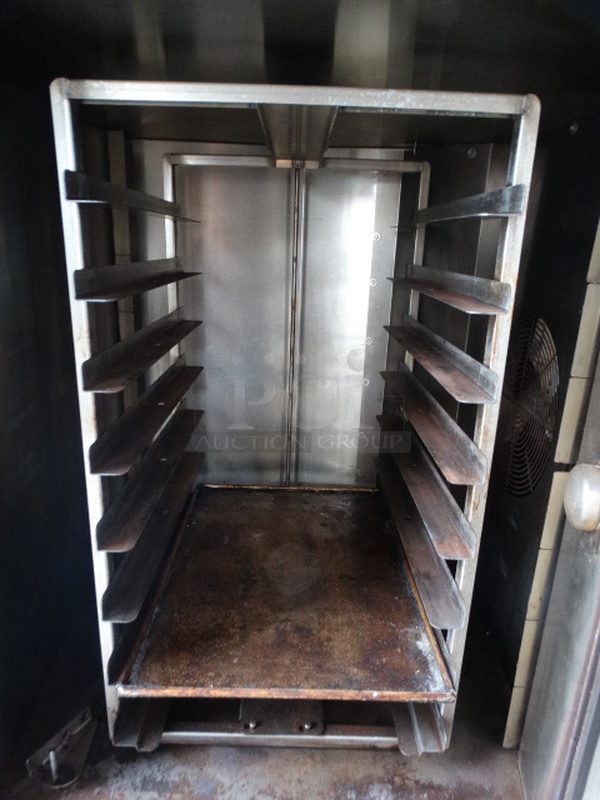 GORGEOUS! LATE MODEL! Baxter Model OV310E Stainless Steel Commercial Electric Powered Mini Rotating Rack Oven w/ Lower Double Pan Rack on Commercial Casters. 480 Volts, 3 Phase. 48x38x75 - Image 2 of 10