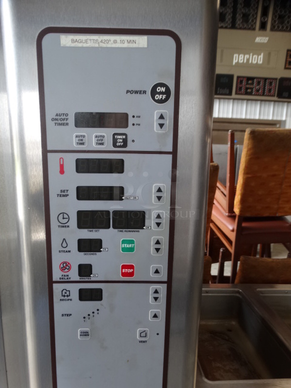 GORGEOUS! LATE MODEL! Baxter Model OV310E Stainless Steel Commercial Electric Powered Mini Rotating Rack Oven w/ Lower Double Pan Rack on Commercial Casters. 480 Volts, 3 Phase. 48x38x75 - Image 3 of 10