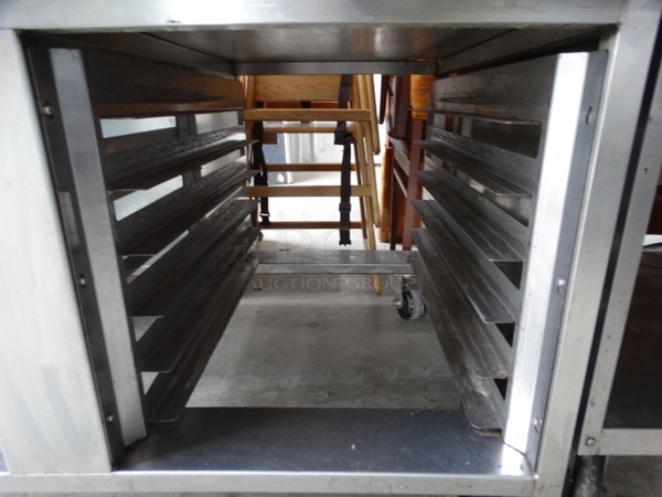 GORGEOUS! LATE MODEL! Baxter Model OV310E Stainless Steel Commercial Electric Powered Mini Rotating Rack Oven w/ Lower Double Pan Rack on Commercial Casters. 480 Volts, 3 Phase. 48x38x75 - Image 5 of 10