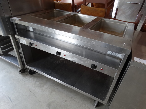 WOW! Randell Model 3613 Stainless Steel Commercial 3 Bay Electric Powered Steam Table w/ Metal Undershelf on Commercial Casters. 208/240 Volts. 48x30x35 - Image 2 of 6