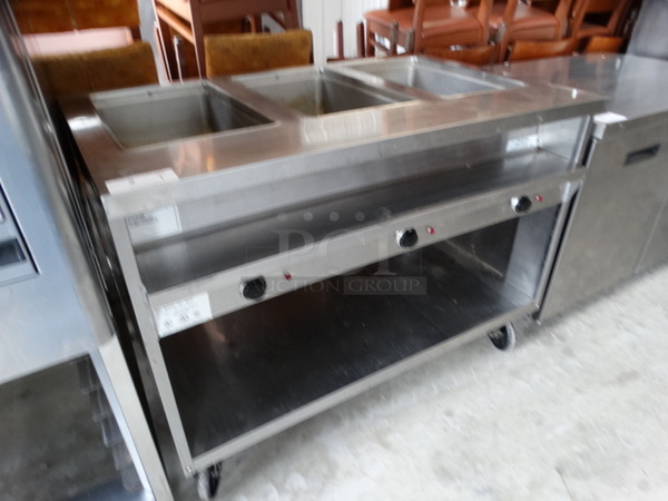 WOW! Randell Model 3613 Stainless Steel Commercial 3 Bay Electric Powered Steam Table w/ Metal Undershelf on Commercial Casters. 208/240 Volts. 48x30x35 - Image 3 of 6