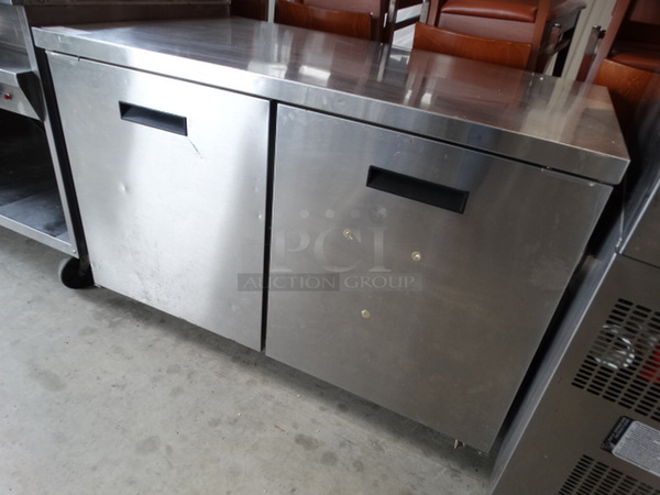 GREAT! Randell Model 9301-7 Stainless Steel Commercial 2 Door Undercounter Cooler on Commercial Casters. 115 Volts, 1 Phase. 48x30x32. Tested and Working! - Image 3 of 7