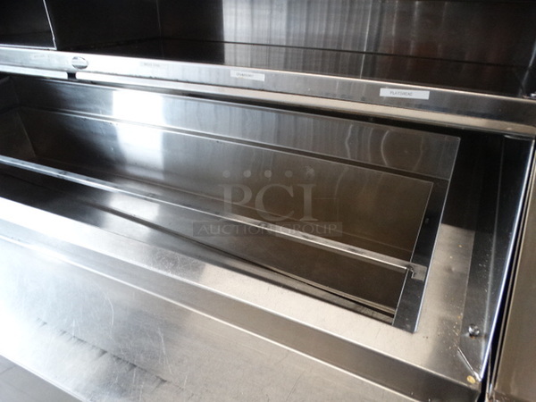 SWEET! Stainless Steel Commercial Sandwich Salad Prep Table Bain Marie Mega Top w/ 2 Lids, 4 Drawers and Overshelf on Commercial Casters. 72x32x63. Tested and Working! - Image 5 of 8