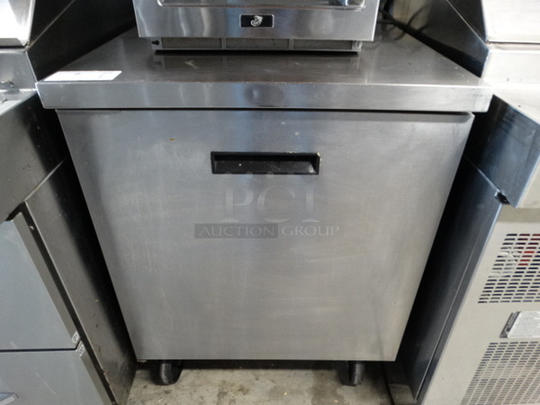NICE! Randell Model 9402-7 Stainless Steel Commercial Single Door Undercounter Cooler on Commercial Casters. 115 Volts, 1 Phase. 27x30x38.5. Tested and Working!