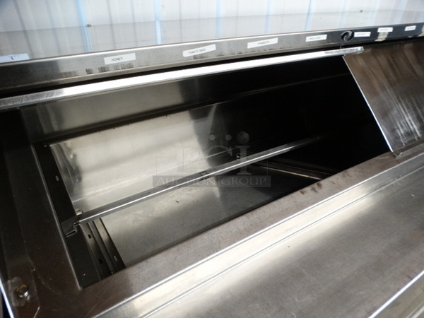 SWEET! Stainless Steel Commercial Sandwich Salad Prep Table Bain Marie Mega Top w/ 2 Lids and 4 Drawers on Commercial Casters. 72x32x47. Tested and Working! - Image 5 of 9