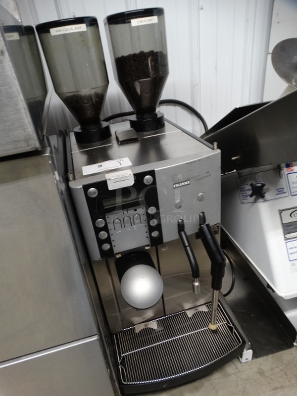 BEAUTIFUL! Franke Metal Commercial Countertop Automatic Espresso Machine w/ 4 Hoppers and Steam Wand. 12.5x22x35 - Image 3 of 9