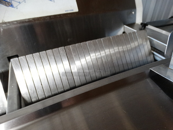 FANTASTIC! Oliver Model 758N Metal Commercial Floor Style Front Load Bread Loaf Slicer w/ 2 Thickness Options on Commercial Casters. 115 Volts, 1 Phase. 34x29x50. Tested and Working! - Image 6 of 10